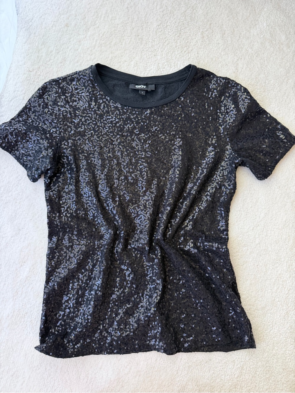 DKNY Black Sequin Short Sleeve Tee
